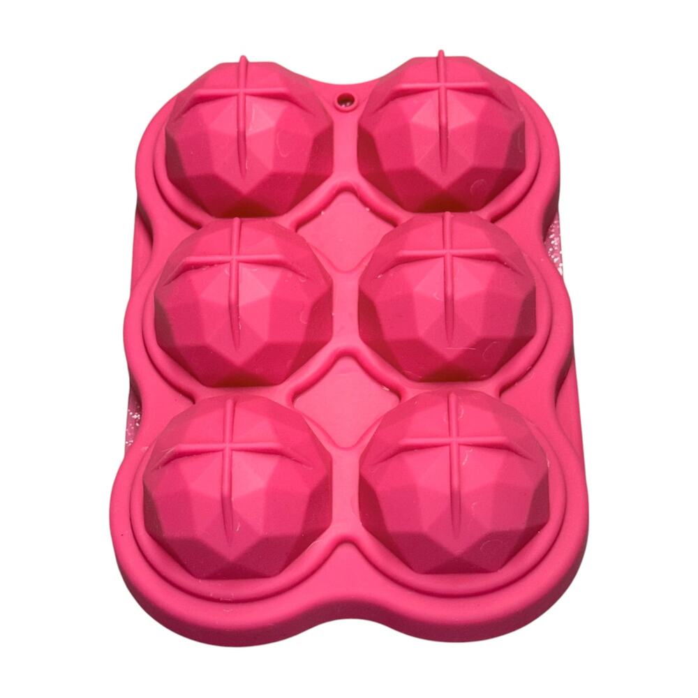 Pink Silicone Sphere Mold Set Faceted Ice Ball Chocolate Resin Unbranded - Picture 4 of 6